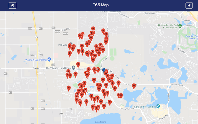 100 results on T65 locator map