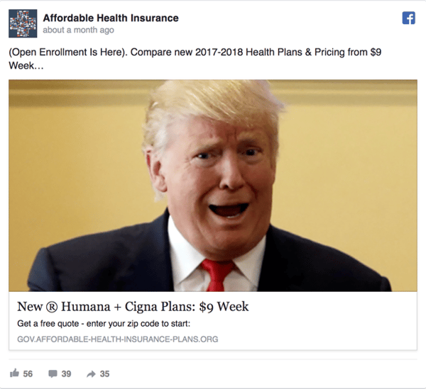 Affordable Health Insurance Facebook Ad