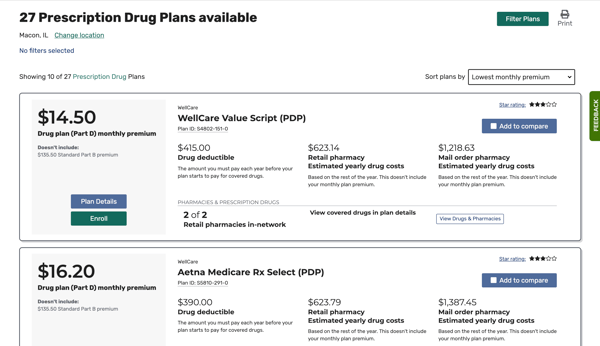 Available drug plans with Medicare plan finder 2020