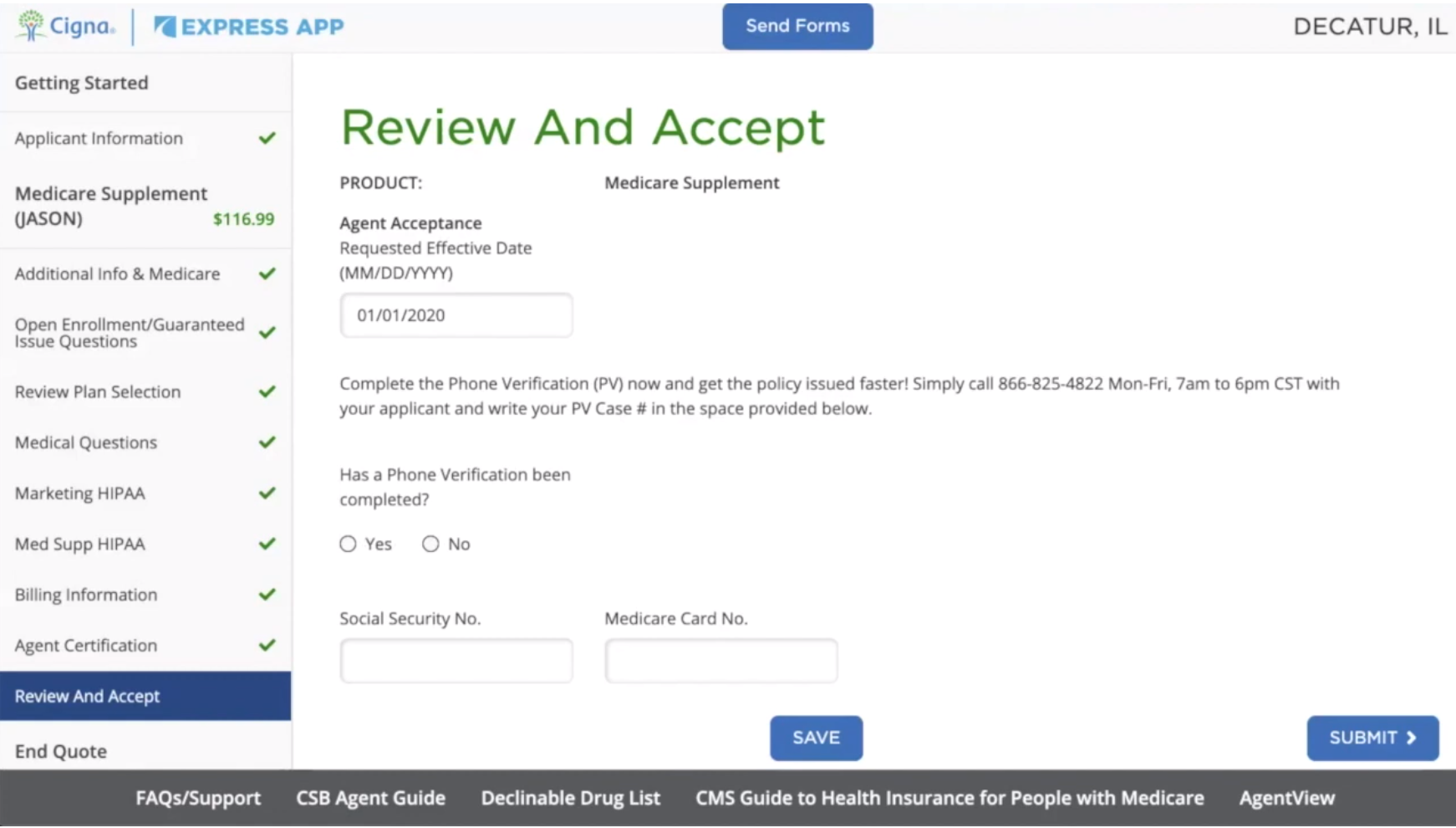 Cigna phone verification e-application