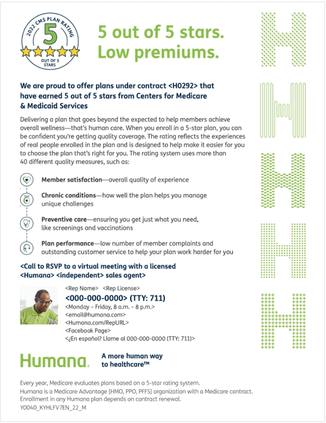 Humana 5-star messaging flyer