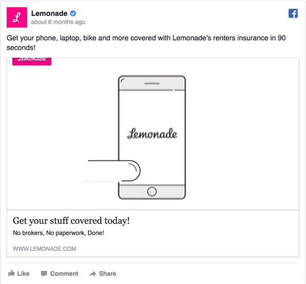 Lemonade Facebook Ad