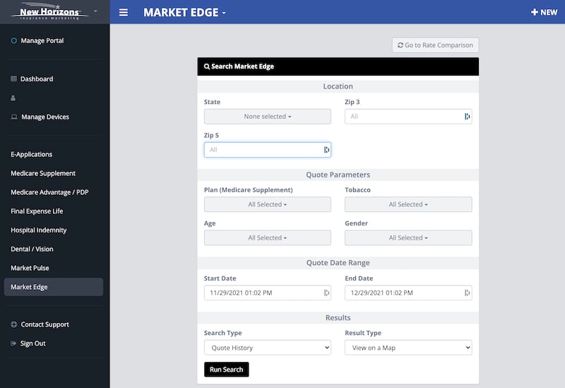 Market Edge dashboard