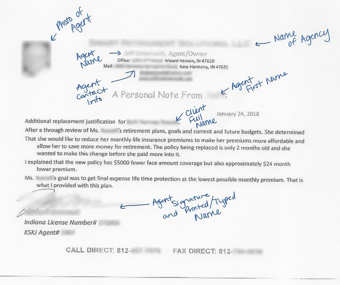 Personal Note Example with Annotations