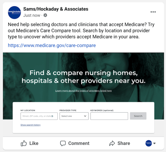 care compare fb post example