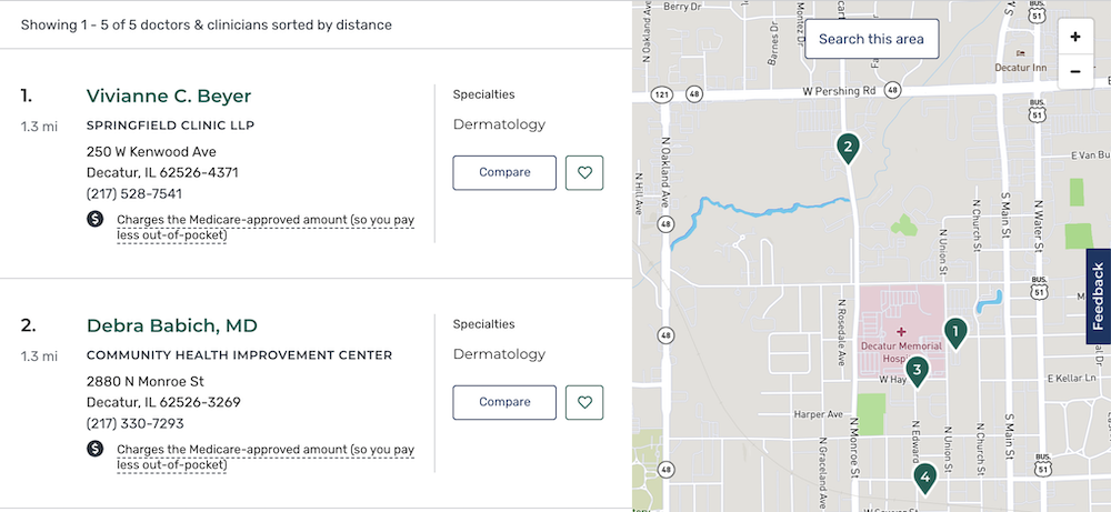 care compare results example