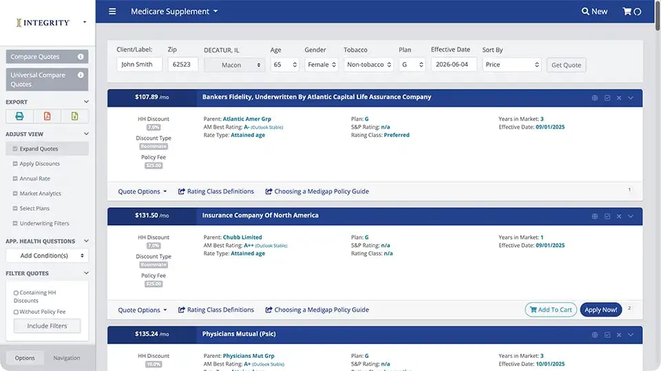 IntegrityCONNECT Med Supp Quoting