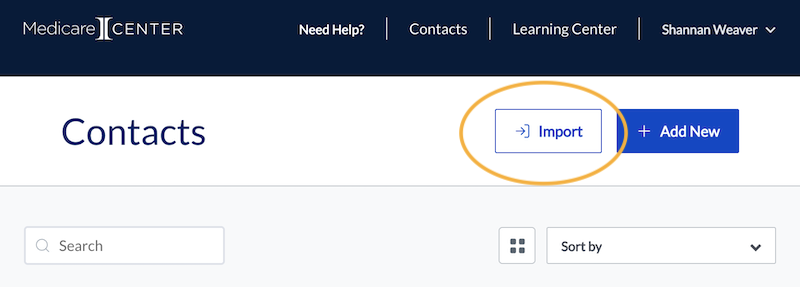 import contacts to medicareCENTER