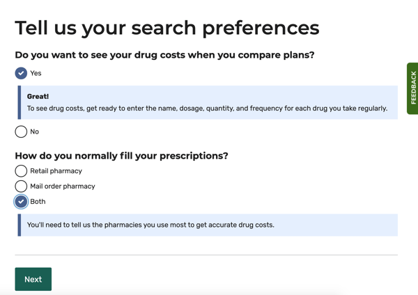 Medicare Plan Finder step 3