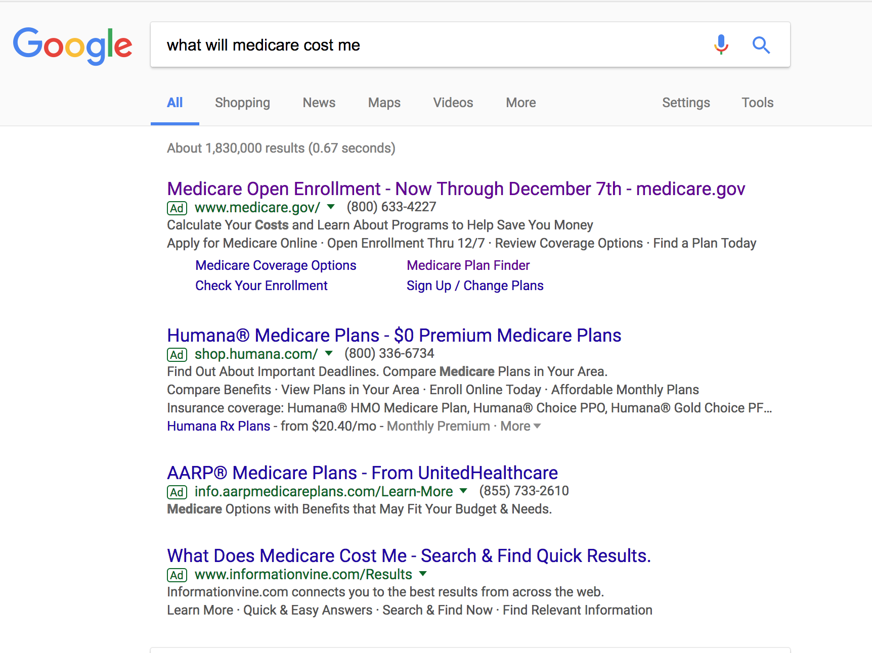 Google Search Ad Example