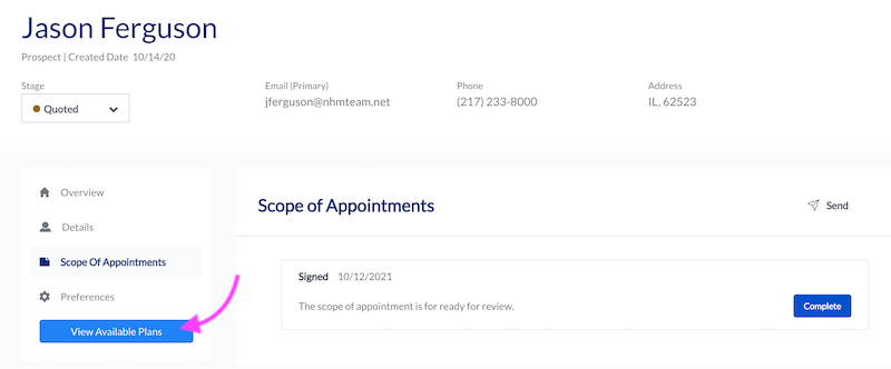 Scope of appointment section on contact profile-min