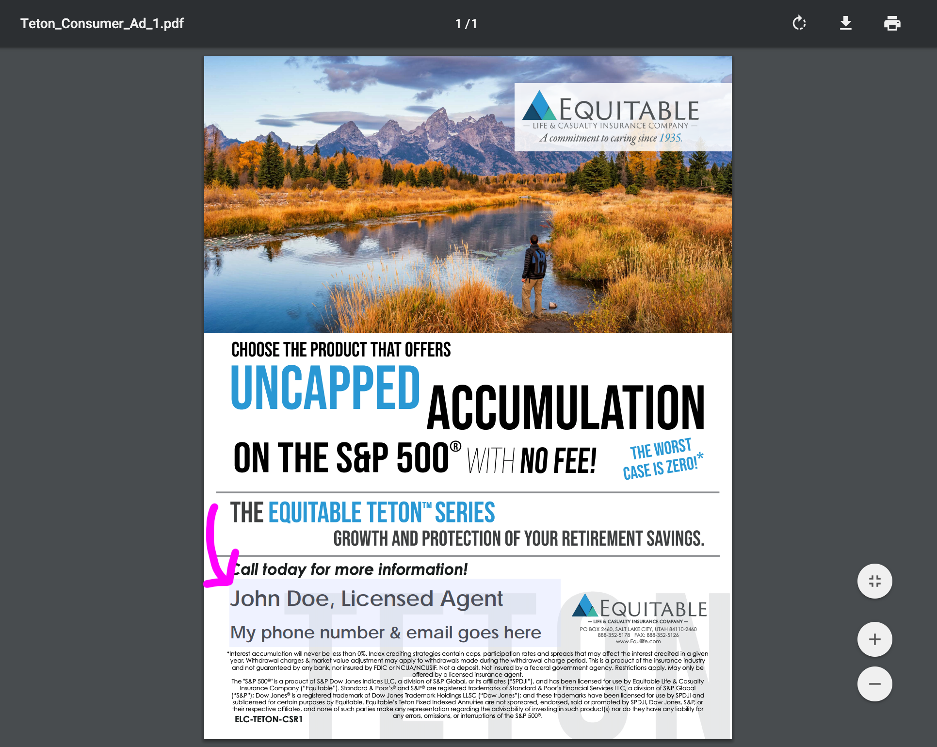 Equitable Teton Agent Ad Customizable