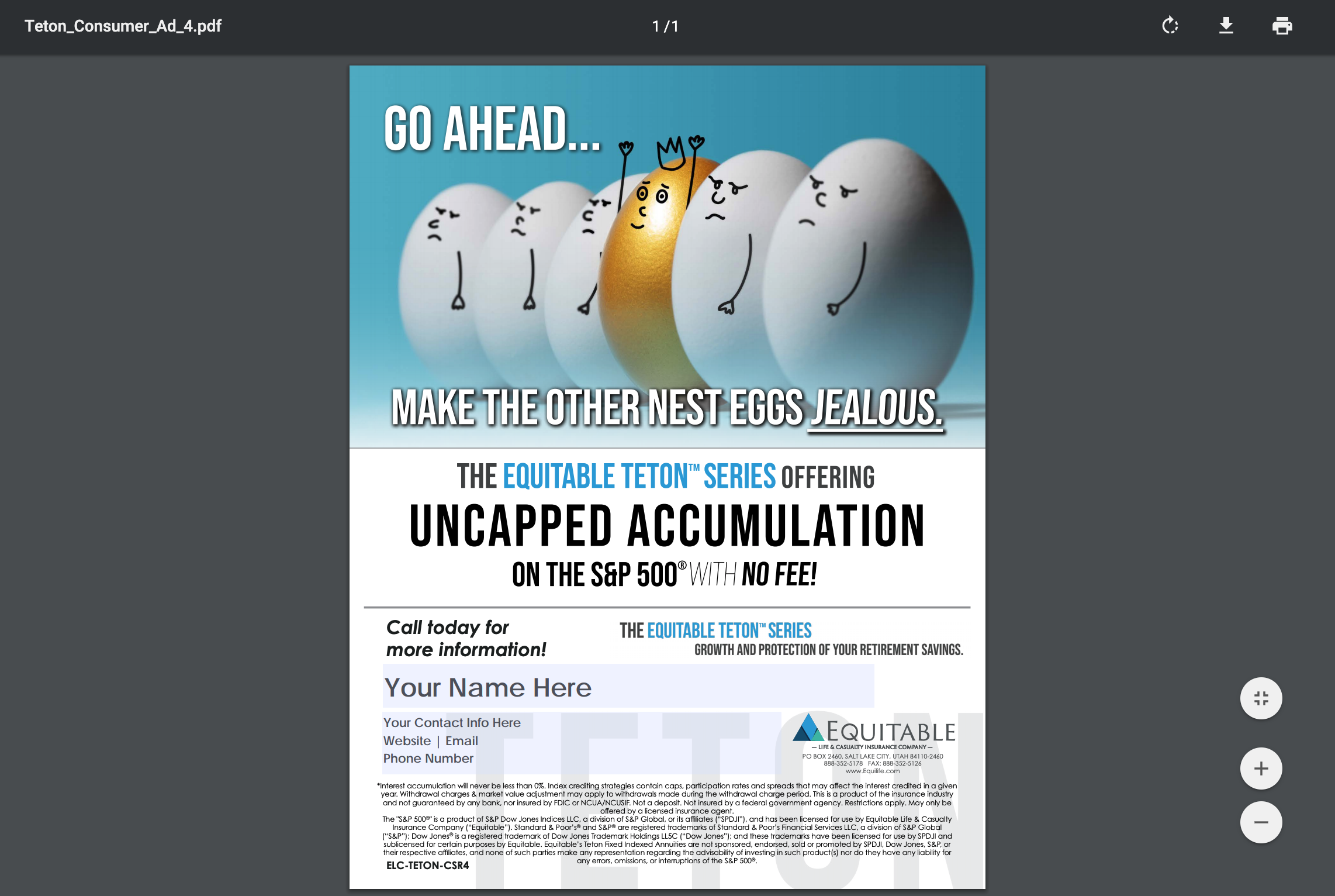 Equitable Teton Nest Egg Agent Ad Customizable